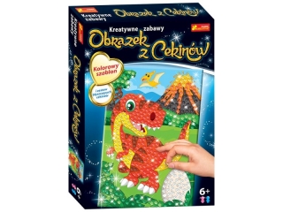 Cekinowy obrazek. Dinozaur Trex