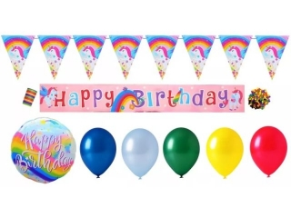 Zestaw dekoracji urodzinowych ZF-027, Happy Birthday Jednoro¿ec, 10 elementów