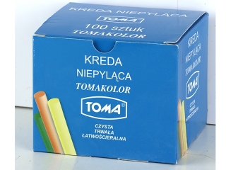 Kreda szkolna niepyląca TOMA kolorowa - opakowanie 100 pałe