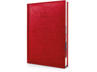 Kalendarz 2027 Agenda A5 Dzienny Czerwony