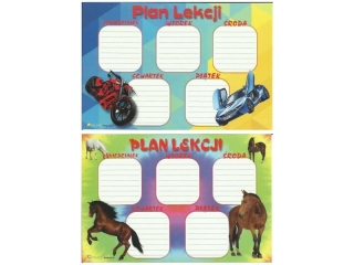 Plan lekcji POLSYR Naklejka M 25szt. - motoryzacja/konie
