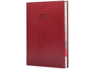Kalendarz 2027 Agenda A4 Dzienny Bordowy #1625