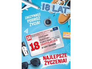 Kartki karnet GIFT M-160 Urodziny "18"