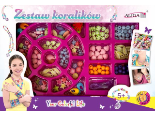 Zestaw koralików plastikowych PJ-1978 mix kol.i ksztatów,op.ok.150szt.+ 2 żyłki 120cm