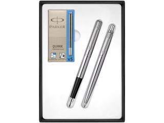 Komplet Parker Jotter Stalowy pióro/dłu/naboje