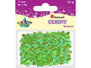 Cekiny TITANUM okrągłe 7mm 10g - perłowe zielone jabłuszko