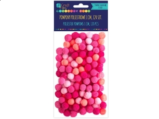 Pompony poliestrowe DPCRRAFT 1cm mix różowy 120szt.