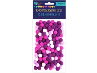 Pompony poliestrowe DPCRRAFT 1cm mix fioletowy 120szt.