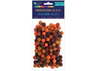 Pompony poliestrowe DPCRRAFT 1cm mix brązowy 120szt.