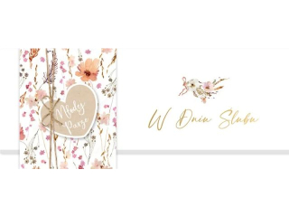 Kartka lubna - koperta na pienidze ARMIN STYLE KP-257 w stylu Kraft ze zoceniami i sznurkiem "W Dniu lubu" 25x10cm