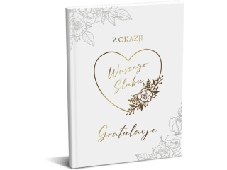 Pamiątkowa książeczka ślubna ARMIN STYLE PA-07 złocona z cytatami i kopertą "Gratulacje z okazji Waszego Ślubu" 20x15cm