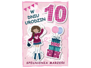 Kartka dla dzieci ARMIN STYLE GM-1099 10 urodziny dziewczynki 3D