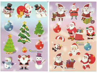 Naklejki świąteczne POLSYR 25ark. Małe 12x17cm zestaw.2 Zabawne Święta