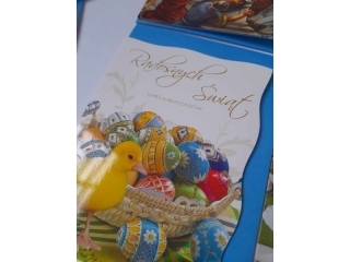 Kartki karnet PANORAMA B6 brokat Wielkanoc