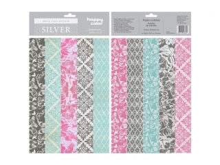 Papier ozdobny HAPPY COLOR Silver mix - 10 motywów 20x29