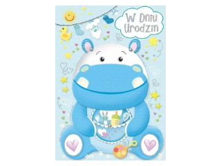 Kartka dla dzieci ARMIN STYLE GM-846 Urodzinowa z Hipciem Holograficzna