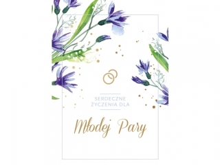 Kartka Ślubna ART NUVO Złocona, B6 S142 Chabry