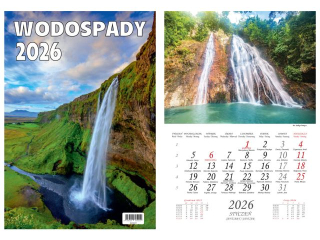 Kalendarz wieloplanszowy BESKIDY  W01 13 zdjciowy Wodospady 2026
