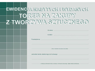 Druk- Ewidencja nabytych i wydanych toreb na zakupy z tworzywa sztucznego A5