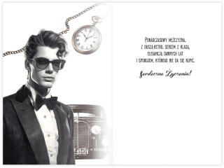 Kartka urodzinowa KZK B6 M�ska w stylu retro nr32  „Ka�dy rok dodaje charakteru"