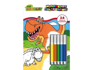 Kolorowanka MSZ Numerkowe kolorowanki - Dinozaury +flamastry