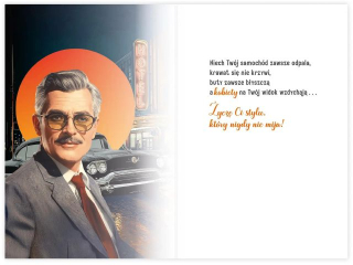 Kartka urodzinowa KZK B6 M�ska w stylu retro, cyfry nr32 „60 - model vintage”