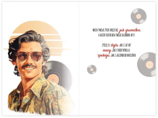 Kartka urodzinowa KZK B6 M�ska w stylu retro, cyfry nr31 „50 - klasyk”