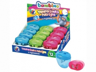 Temperówka potrójna z pojemnikiem BAMBINO (12 szt display)