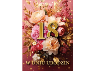 Kartka na 18 urodziny ARMIN STYLE FL-21 efekt 3D kwiatowa rowa