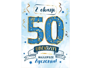 Kartka urodzinowa ARMIN STYLE KF-16 Konfetti "50" niebieska