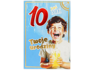Kartka urodzinowa dla dziecka KZK B6 Nr 037, na 10 urodziny z Chopcem
