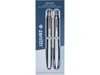 Zestaw ZENITH SILVER - Piro wieczne + Dugopis automatyczny metalowy w etui