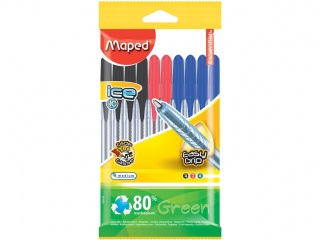 Długopis MAPED Ice 10szt. (4 nieb, 2 czerw, 4 czar) flowpack