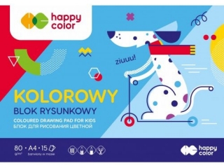 Blok rysunkowy kolorowy A4 15k. HAPPY COLOR Happy Friends 80