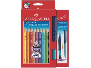 Kredki 10 kolorów FABER-CASTELL Jumbo Grip +pędzelek Clickan