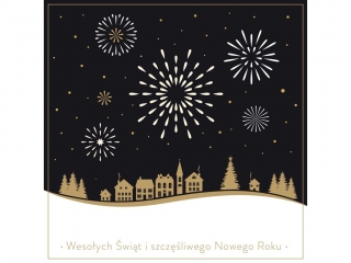 Karnet Święta Boże Narodzenie kw złocony fala BN 0402