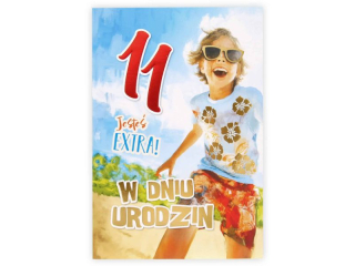 Kartka urodzinowa dla dziecka KZK B6 Nr 041, na 11 urodziny dla Chopca