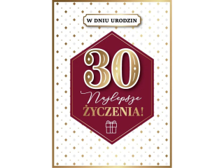 Kartka urodzinowa ARMIN STYLE GM-1214 "30" bordowa elegancja