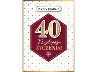 Kartki urodzinowa ARMIN STYLE GM-1216 "40" bordowa elegancja