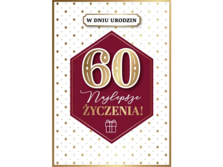 Kartka urodzinowa ARMIN STYLE GM-1220 "60" bordowa elegancja