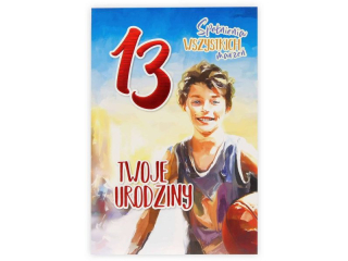 Kartka urodzinowa dla dziecka KZK B6 Nr 049, na 13 urodziny dla Chopca