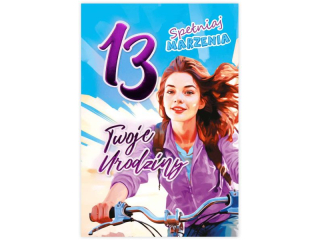 Kartka urodzinowa dla dziecka KZK B6 Nr 052, na 13 urodziny dla Dziewczyny
