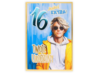 Kartka urodzinowa dla dziecka KZK B6 Nr 062, na 16 urodziny dla Chopaka