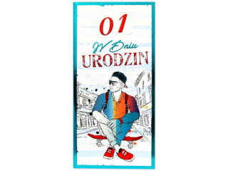 Kartki karnet DL WYMIENNE CYFRY Urodziny modzieowe Nr 001