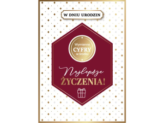 Kartka urodzinowa ARMIN STYLE GM-1226 bordowa elegancja WYMIENNE CYFRY