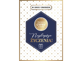 Kartka urodzinowa ARMIN STYLE GM-1227 granatowa elegancja WYMIENNE CYFRY
