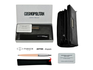 ZESTAW PREZENTOWY Portfel Cosmopolitan + Dugopis PARKER Jotter Peach