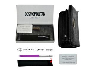 ZESTAW PREZENTOWY Portfel Cosmopolitan + Dugopis PARKER Jotter Magenta
