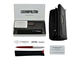 ZESTAW PREZENTOWY Portfel Cosmopolitan + Dugopis PARKER Jotter Red