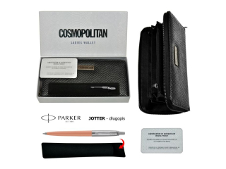 ZESTAW PREZENTOWY Portfel Cosmopolitan + Dugopis PARKER Jotter Pink Blush